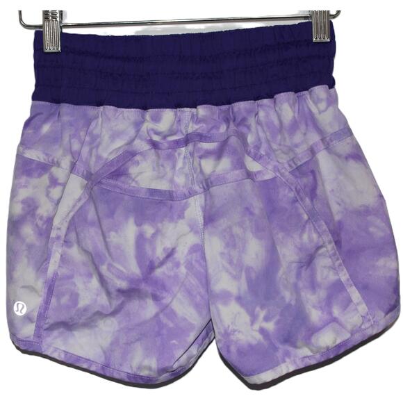 Lululemon 4" Hotty Hot Shorts Purple White Tie Dye Athletic Running Short Size 4 - Picture 2 of 6